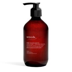 Woods Copenhagen Volcanic Grains Hand Wash - Exfoliating hand wash with volcanic rhyolite micro grains. Fresh mint scent.